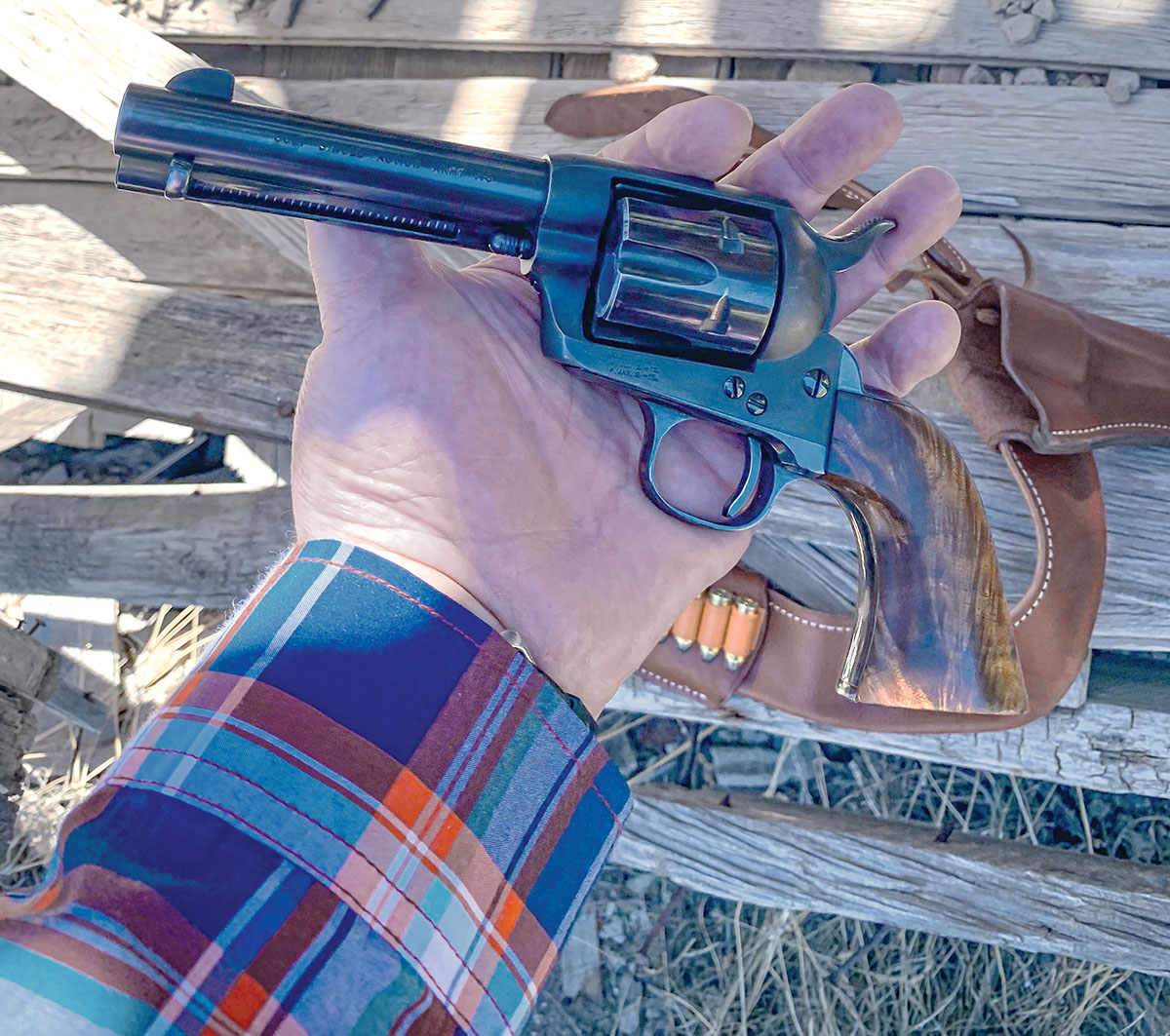 The matte-blue frame contrasts beautifully with the blued grip-frame, cylinder and barrel.